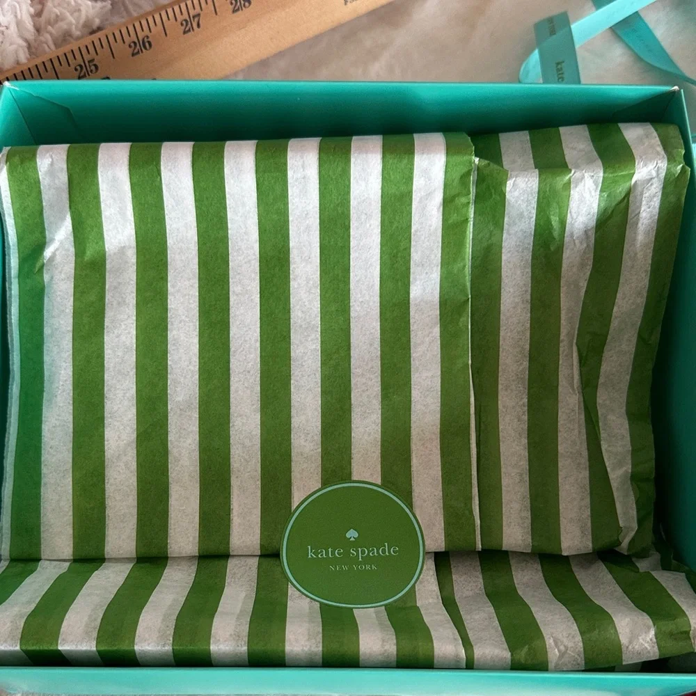 Kate Spade Green/Blue Gift Box with Blue Ribbon